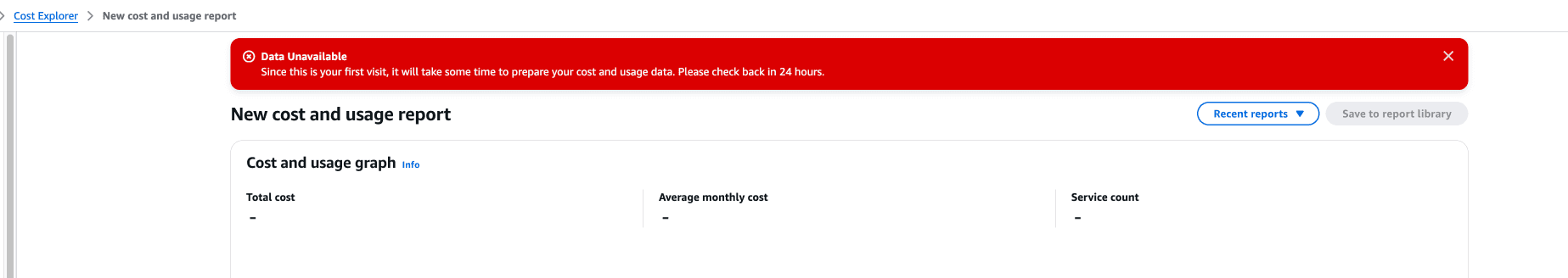 Data unavailable in AWS Cost Explorer