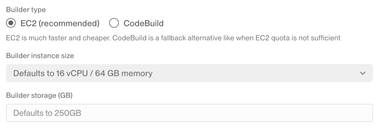 Configure EC2 build runner in dashboard