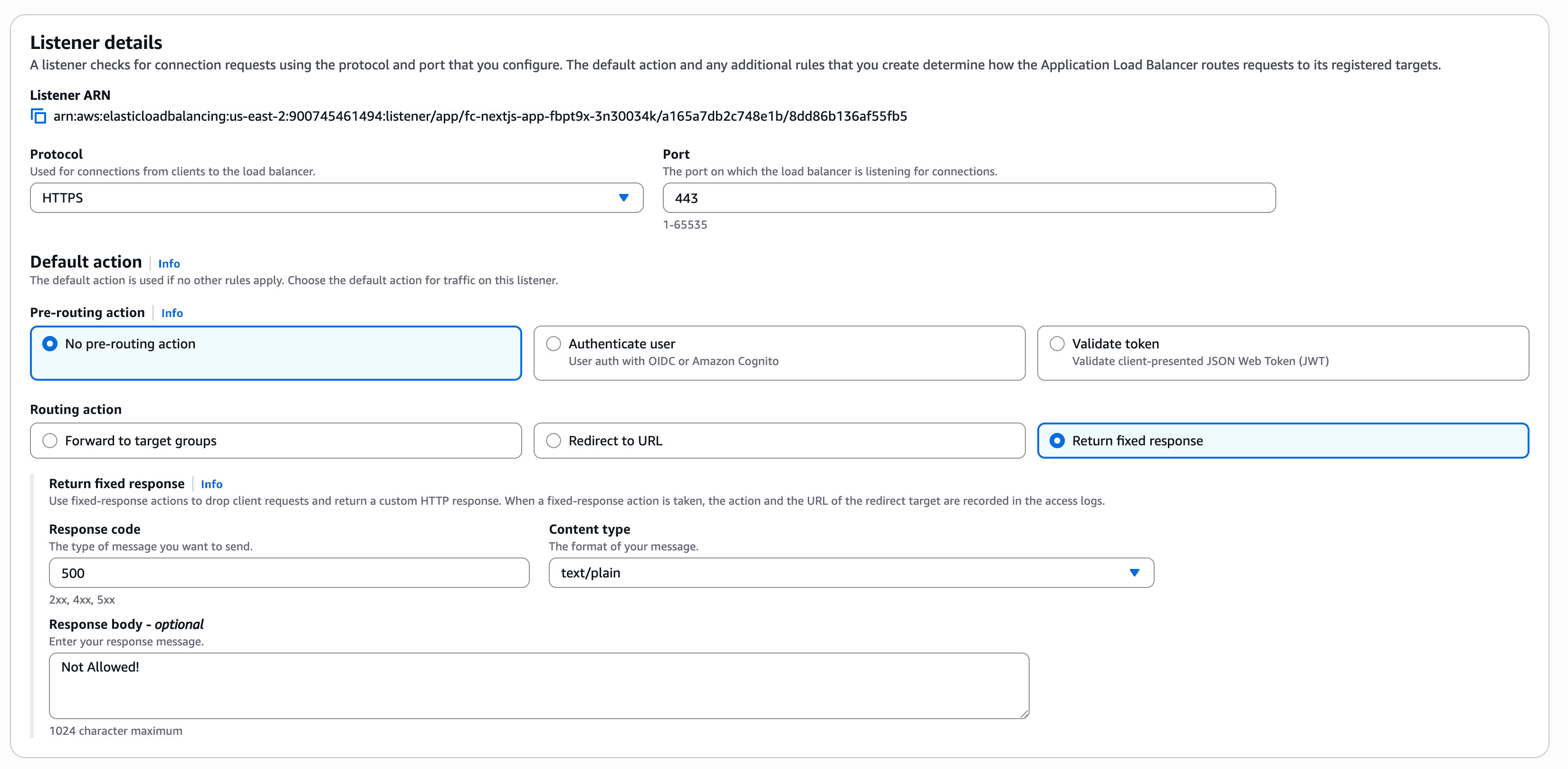 ALB default listener block rule